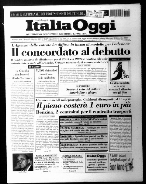 Italia oggi : quotidiano di economia finanza e politica